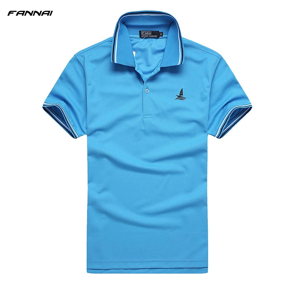 Thumbnail: High Quality Camisa Polo Shirts Slim Fit Men's Shirt Turn Down Collar Summer T