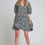 Thumbnail: Green Smock Dress With Puff Sleeves V-Neck and Geo Print