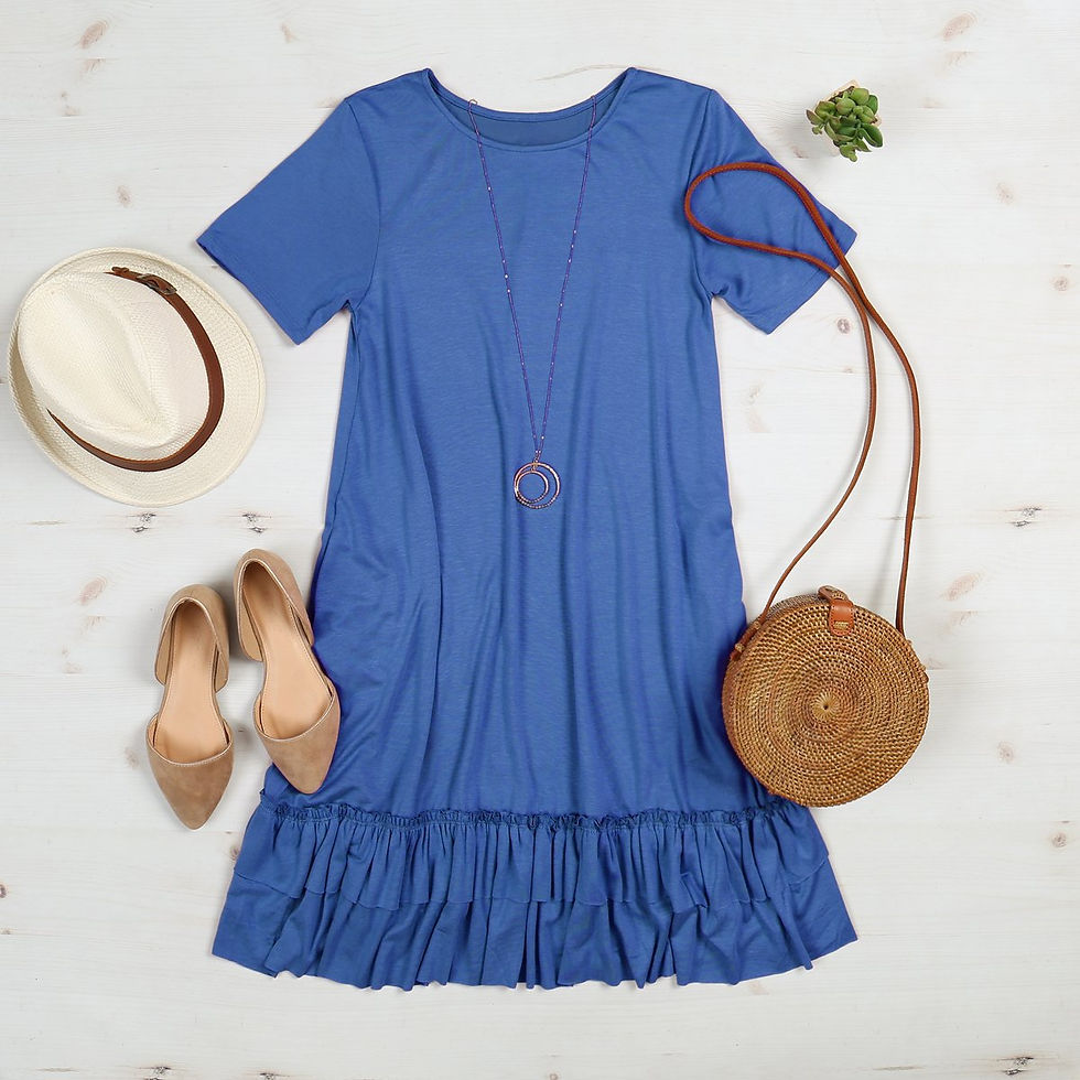 Thumbnail: Short Sleeve Ruffled Hem Dress