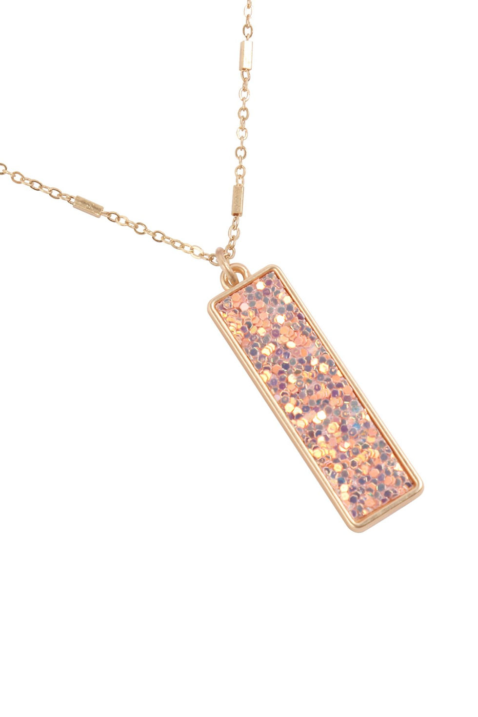 Thumbnail: Sequin Glitter Bar Pendant Necklace