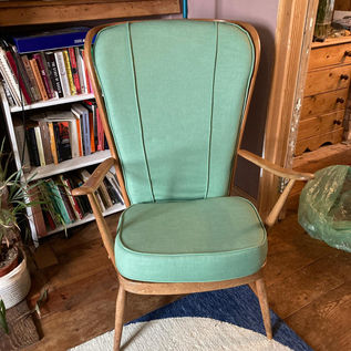 Ercol windsor armchair with new cushions in green