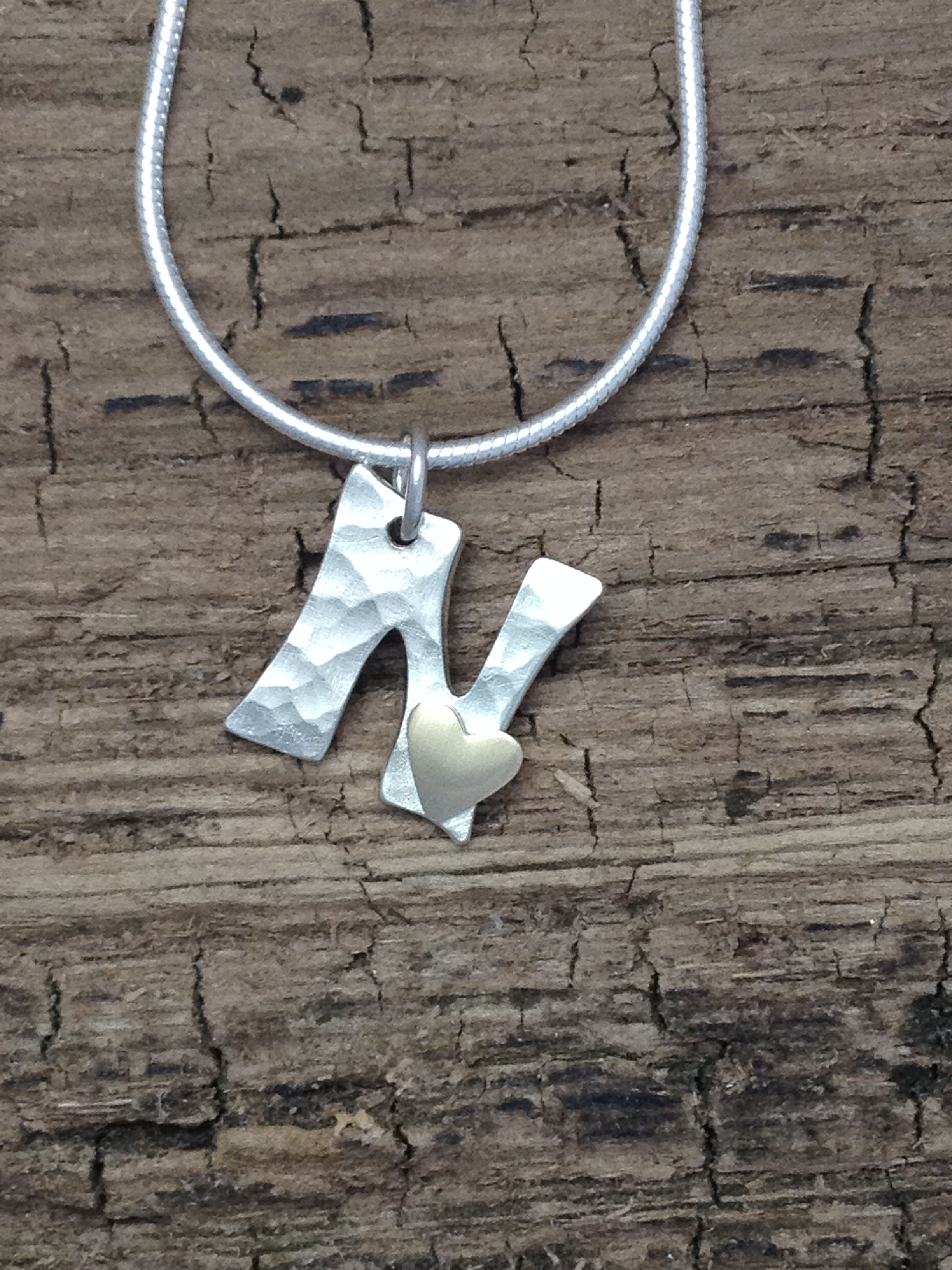 Letter Pendant with Gold Heart