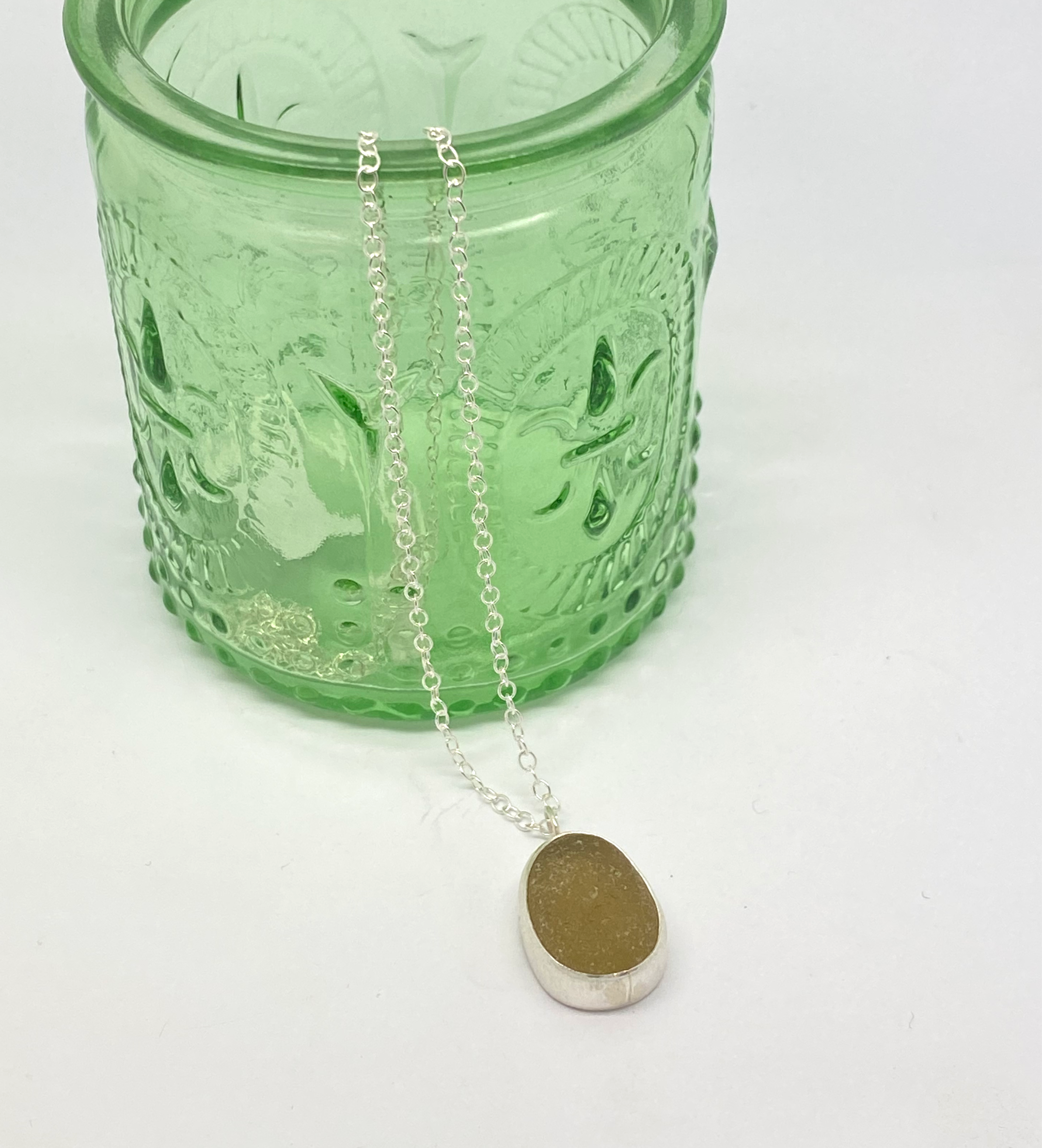 Lime Yellow Seaglass Pendant