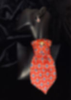 Red tie and small earring against black velvet background, The Quick Boutique.