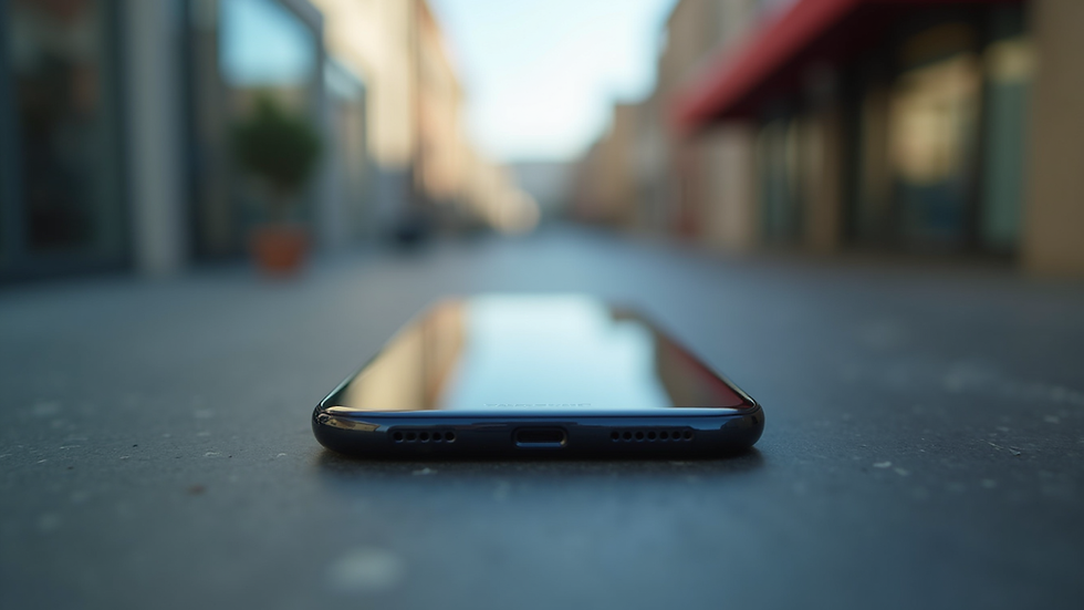 Eye-level view of Samsung S25 smartphone showing front screen