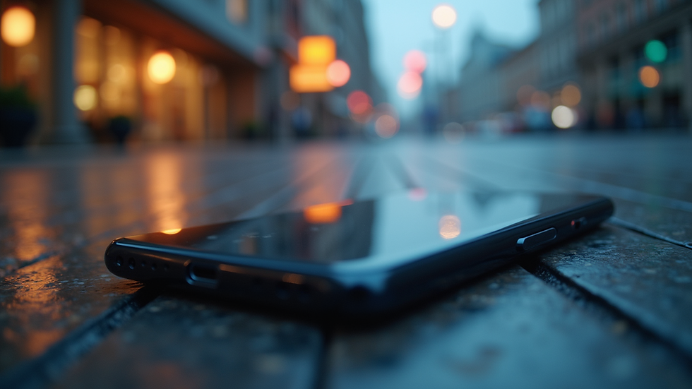 High angle view of mobile phone display with Samsung S25 offers