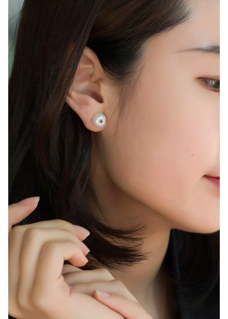 Thumbnail: Carved Pearl Calliopsis Earrings with various Color Tourmaline