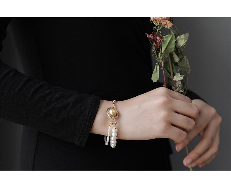 Thumbnail: Gold South Sea Pearl + Pearl Strand Necklace & Bracelet Set
