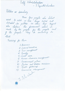 Self Administrative theory-8 Politician By J Jayanthi Chandran