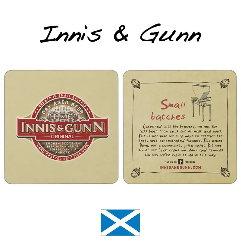 Innis & Gunn Edinburgh Scotland Oak Aged Beer Beermats / Coasters / Beer Mats
