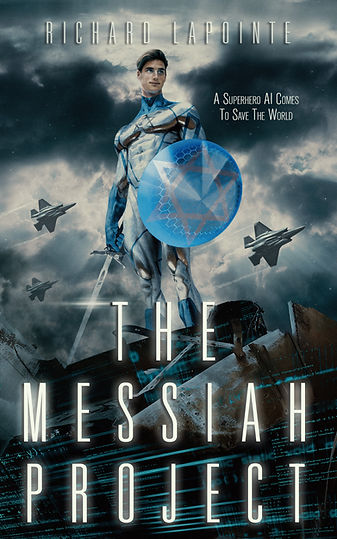 Superhero destroys missile base on The Messiah Project cover