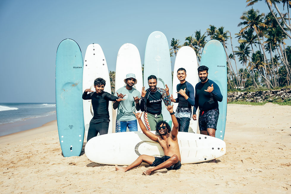 group of surfers varkala