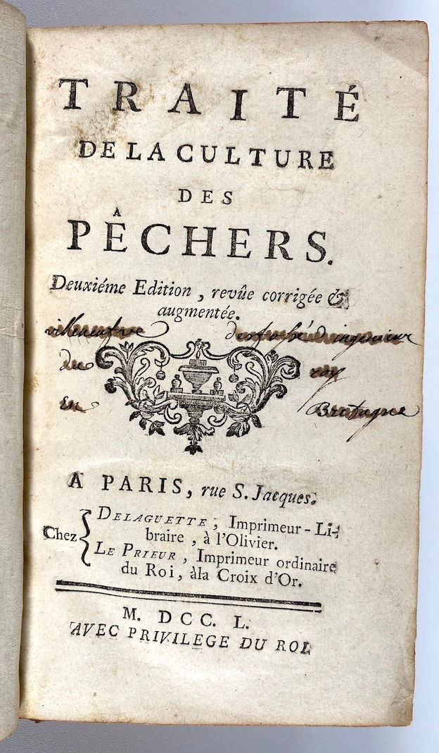Miniature : [COMBES (de)]. Traité de la culture des pêchers.