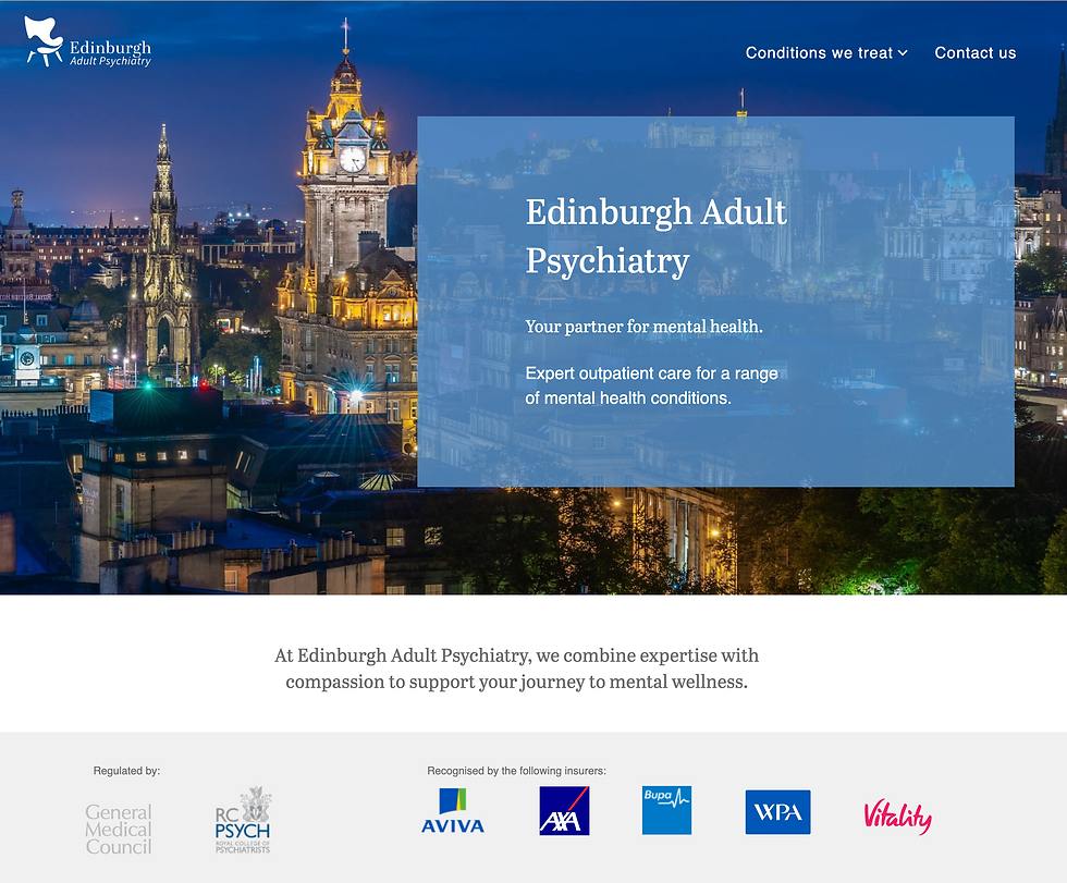 image of Edinburgh Adult Psychiatry's website.