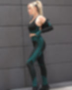 Thumbnail: Trois Seamless Leggings & Sports Top 2 Set - Black With Teal Blue