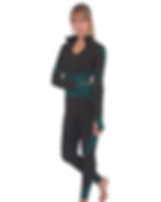 Thumbnail: Trois Seamless Leggings & Sports Top 2 Set - Black With Teal Blue