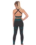 Thumbnail: Trois Seamless Leggings & Sports Top 2 Set - Black With Teal Blue