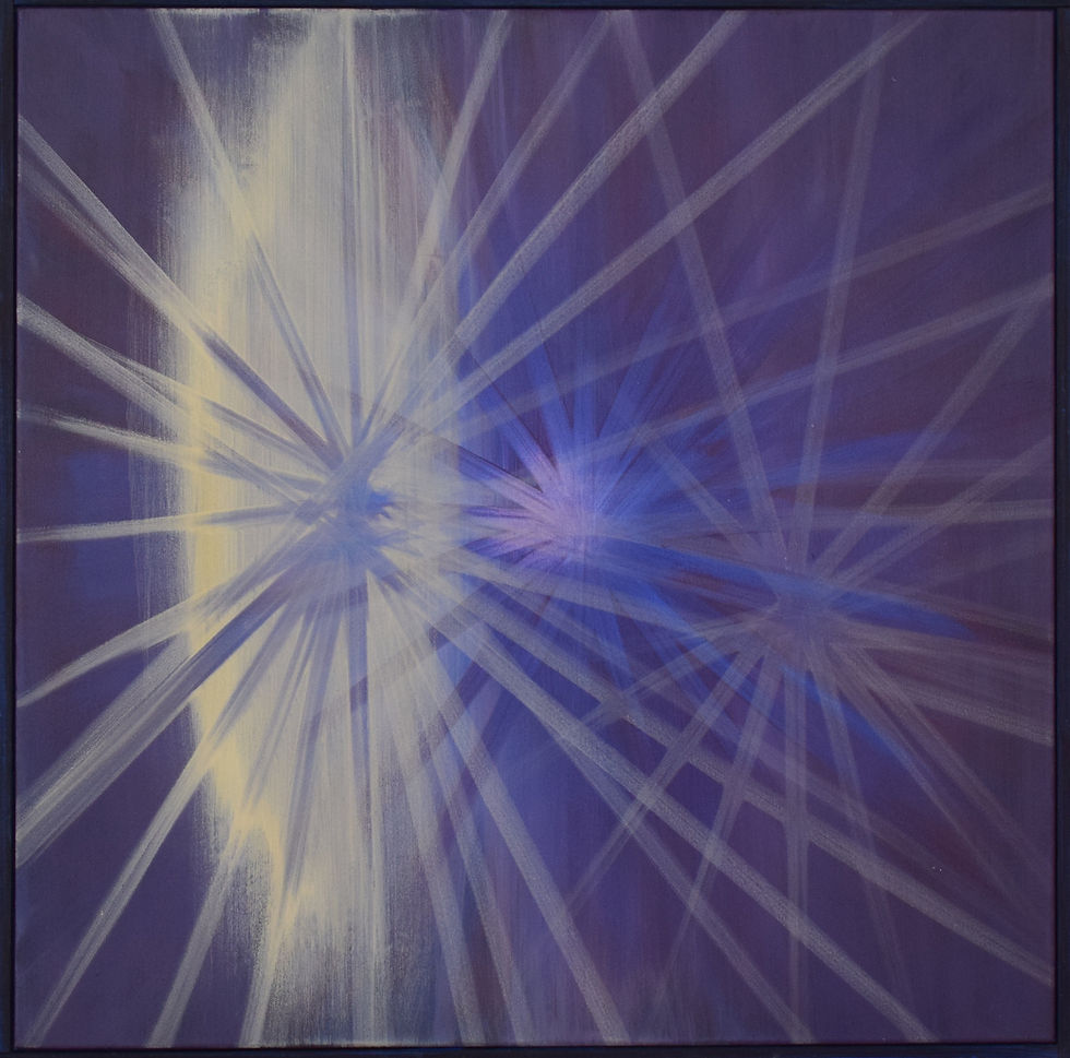 Chrpy v obilí, 2019, akryl na plátně, 50 x 60 cm