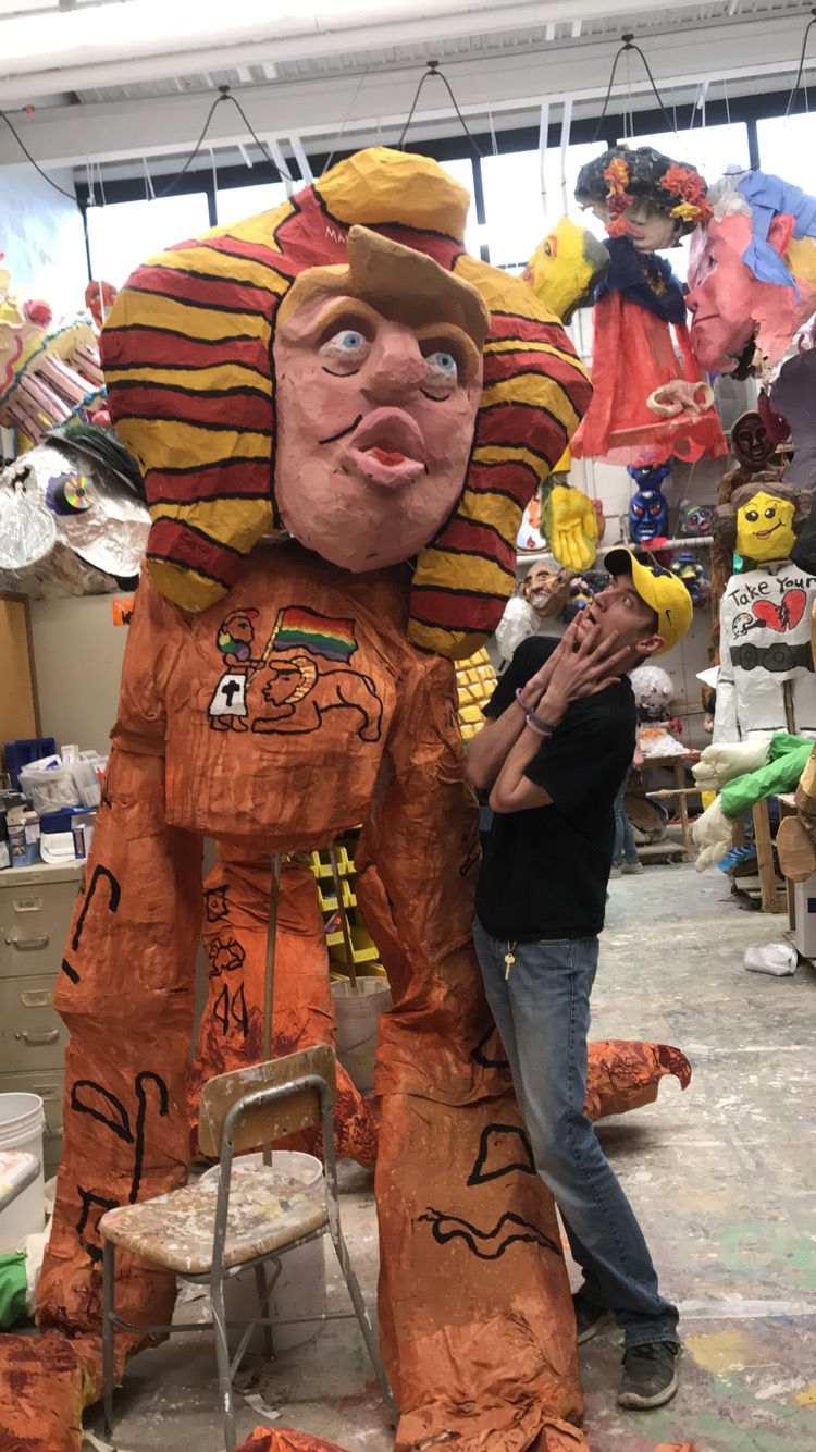 During the FestiFools 2018 celebration, Mitchel showcases his political satire piece.