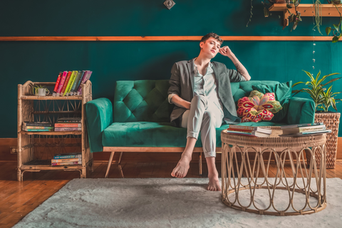Feminine Pose on Couch