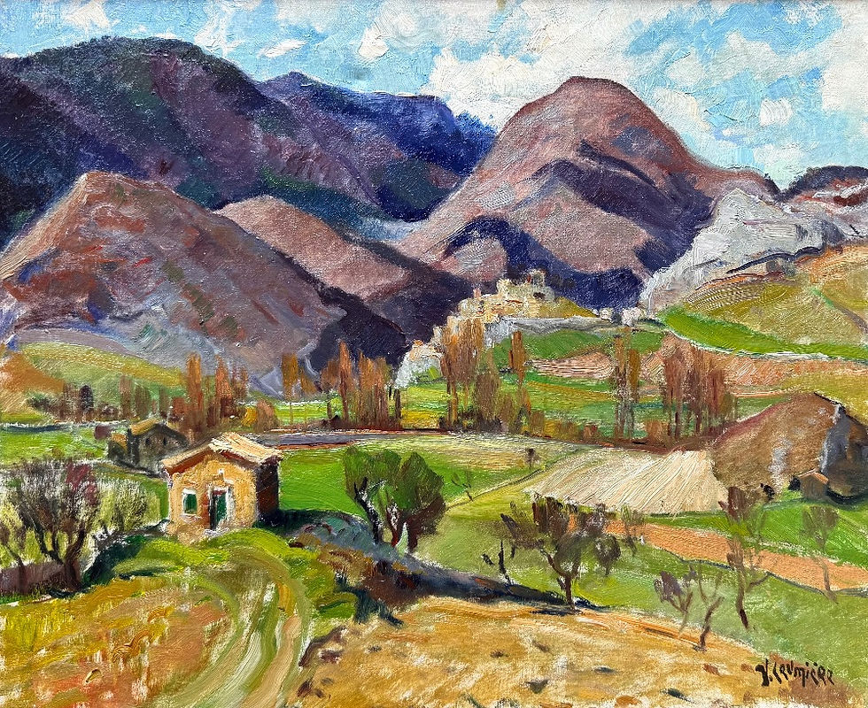 Peinture Victor CRUMIÈRE (Avignon 1895-Avignon 1950) La route blanche  Huile sur carton signé