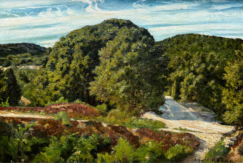 Peinture Charles VIONNET (Avignon 1858-Avignon 1923) La rue des peintres à Villeneuve  Huile sur carton signé en bas à droite Dimensions 34,5 x 46 cm