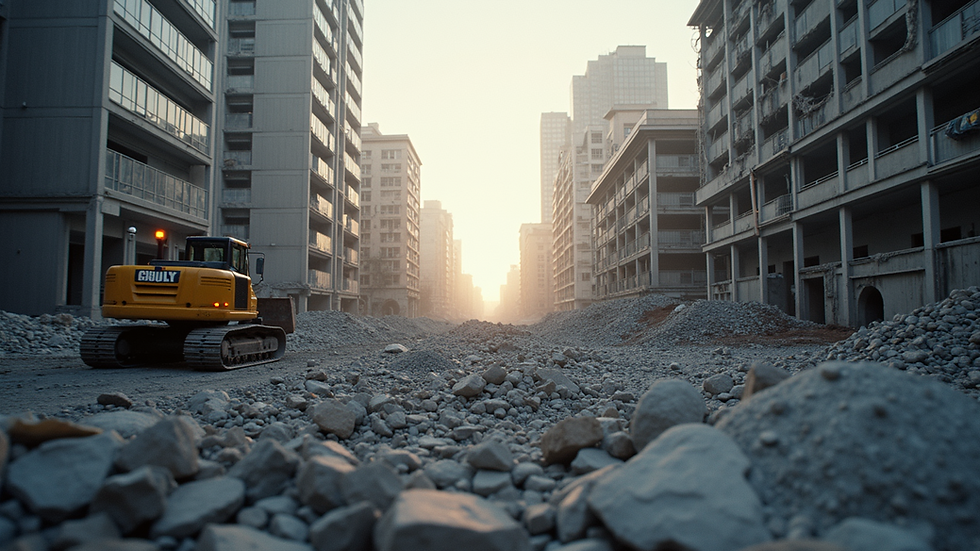 Wide angle view of a city during an earthquake drill