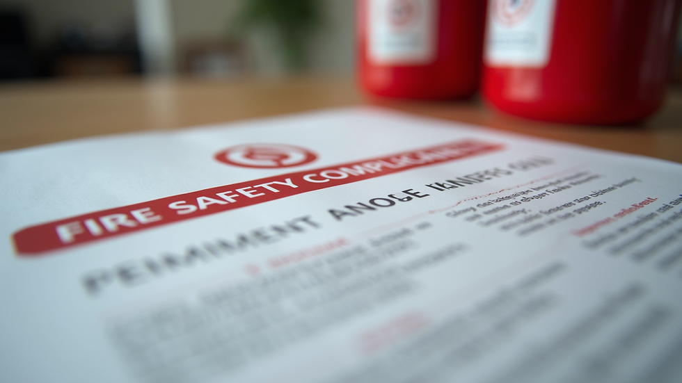 Eye-level view of a fire safety compliance document