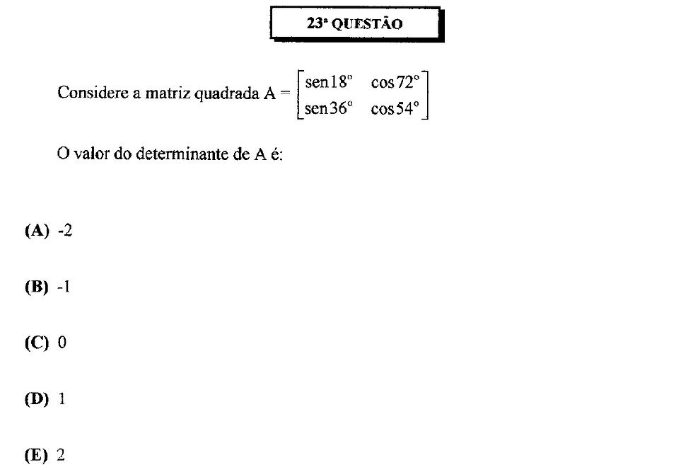 questão 23 matemática espcex 1998
