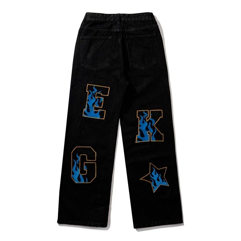 Thumbnail: Retro American Hip-Hop Wide Leg Jeans for Men