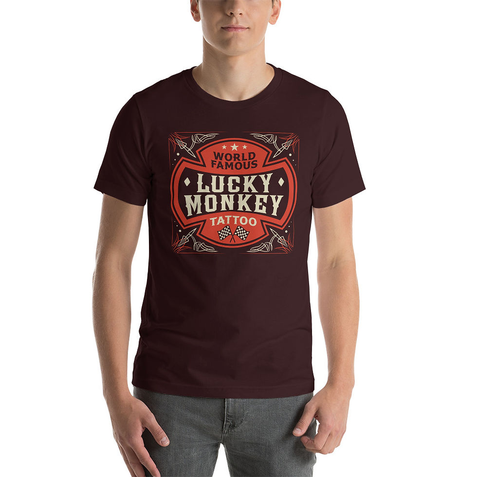 Thumbnail: Pinstripe Lucky Monkey Tattoo Classic Unisex T-Shirt