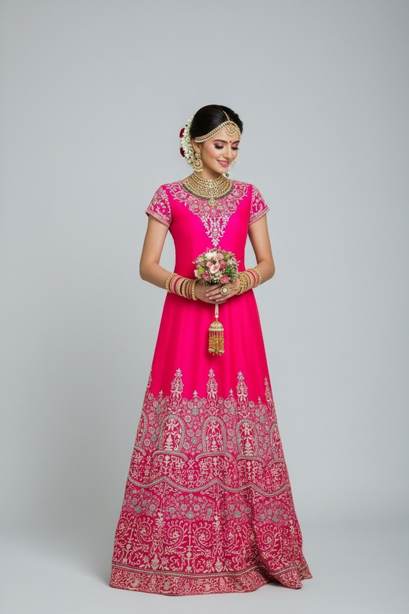 Thumbnail: Raw silk gown with silver embroidery