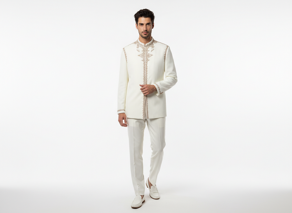 Cream embroidered Indian sherwani jacket