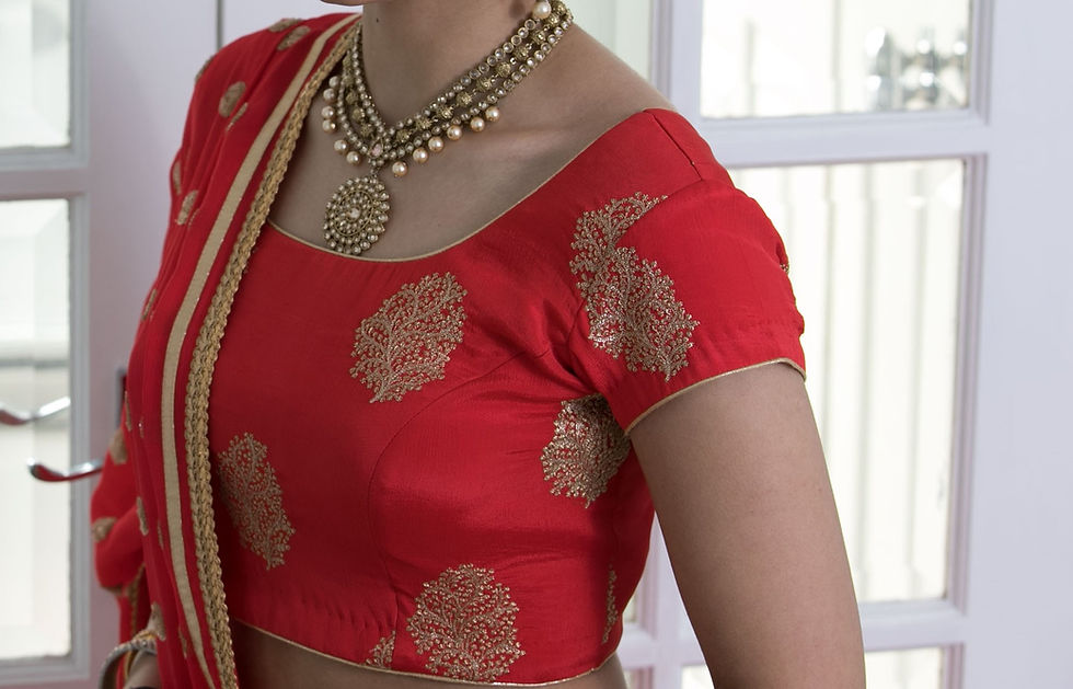 Thumbnail: Red sequined bridal lehenga