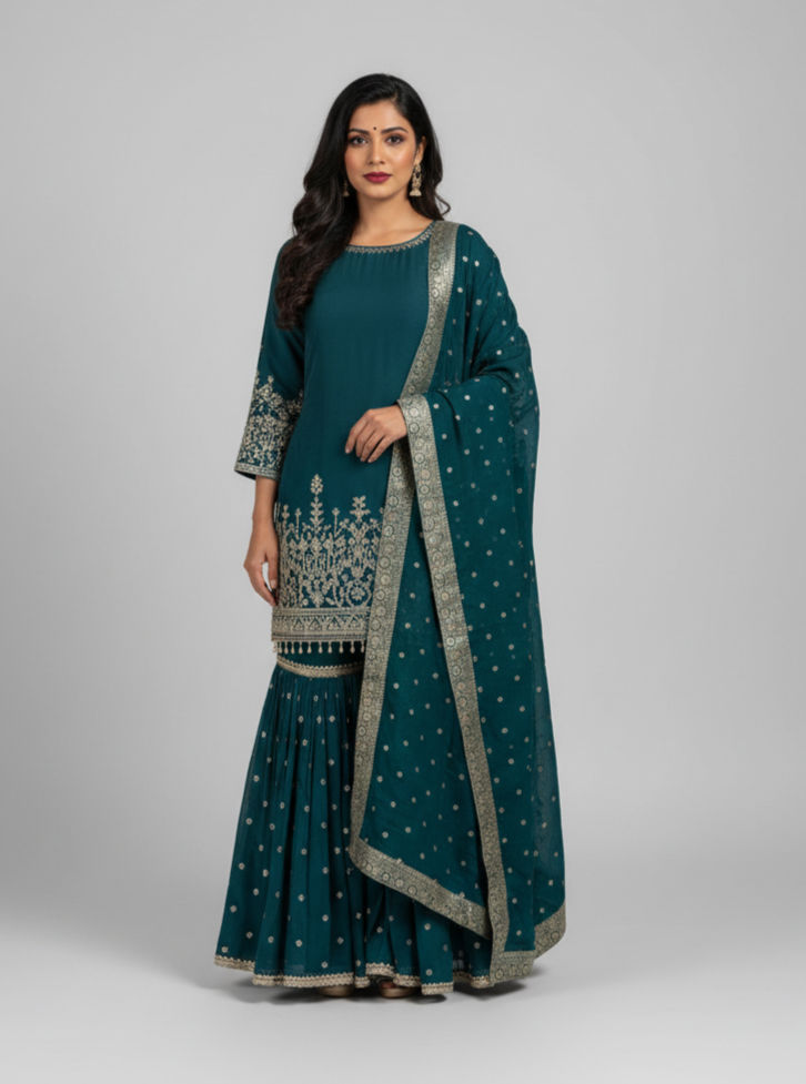 Thumbnail: Green sharara outfit