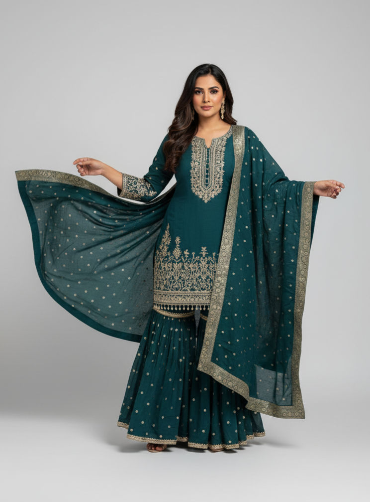 Thumbnail: Green sharara outfit
