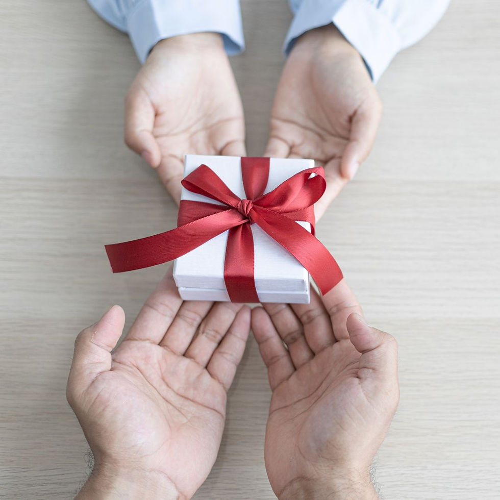 client receiving corporate gift