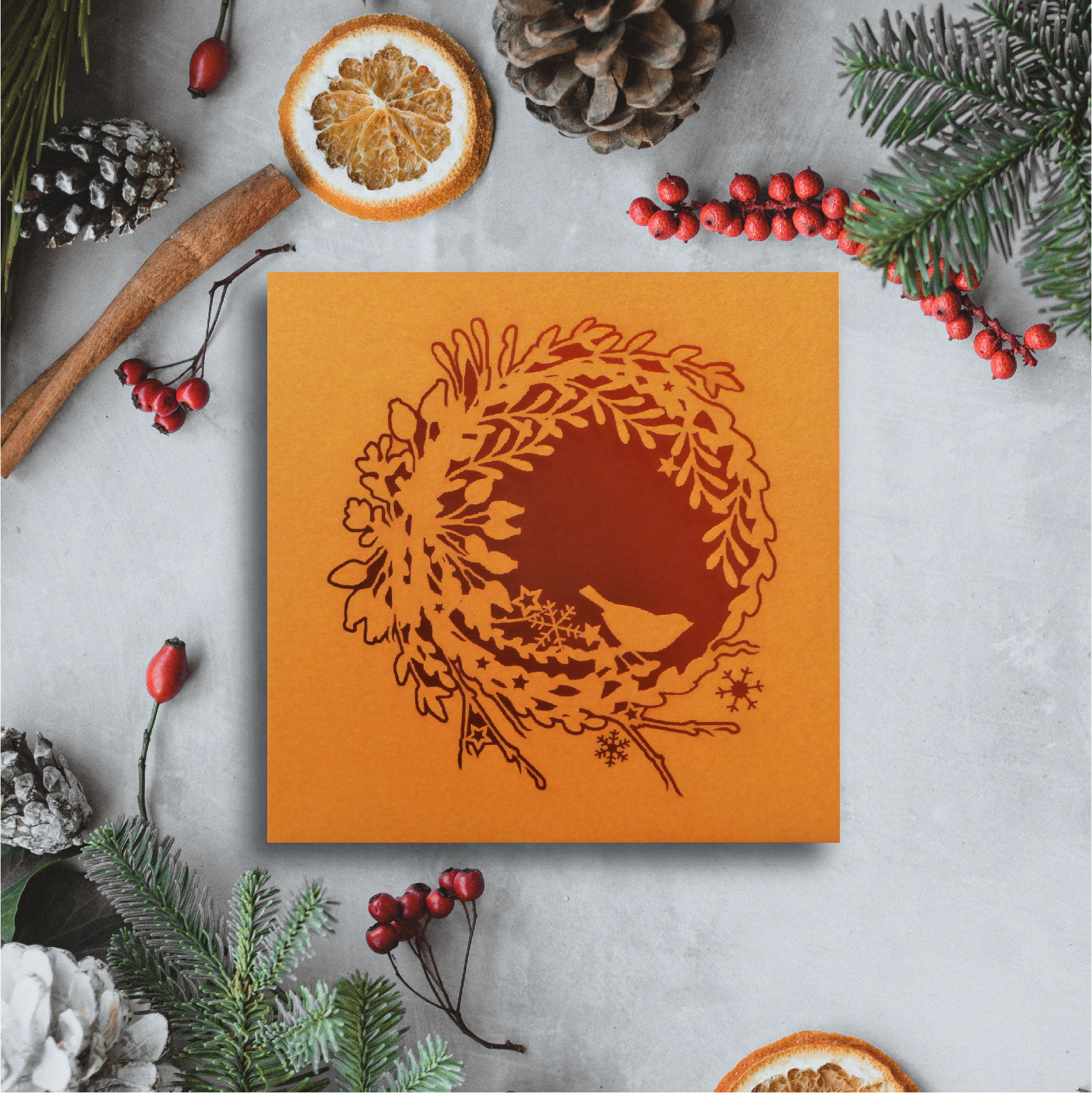 Gold/Copper Wreath Card