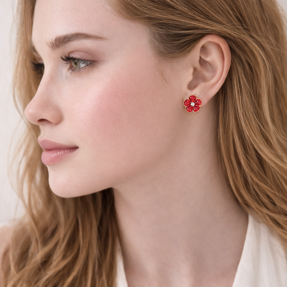 Thumbnail: Camélia Rouge – Boucles d'oreilles artisanales