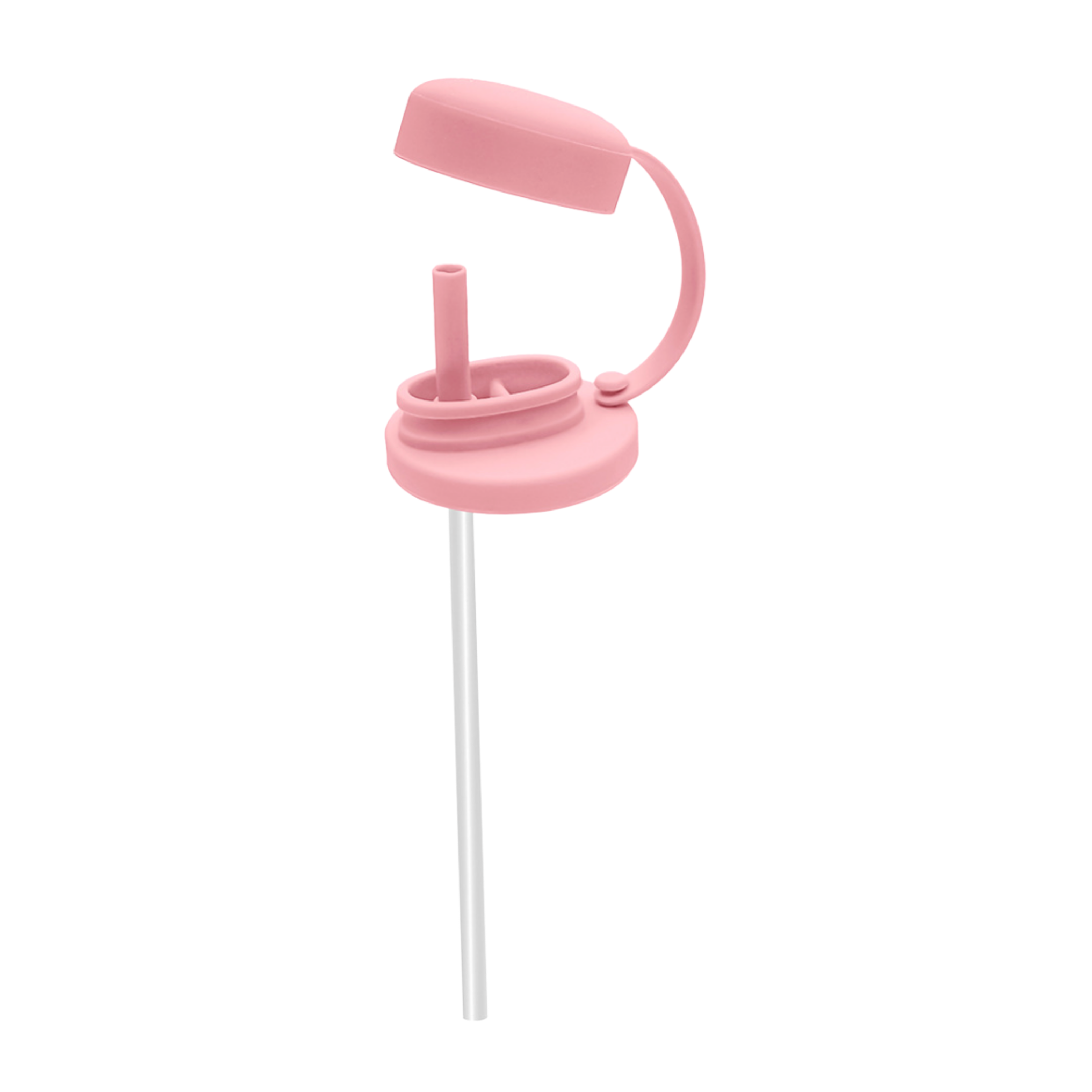 Silicone Can Lid with Straw - Pale Pink