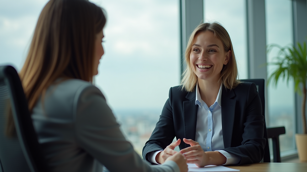 Eye-level view of a recruiter engaging with a candidate during an interview