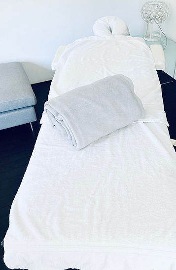 Glowing spa bed in saloon