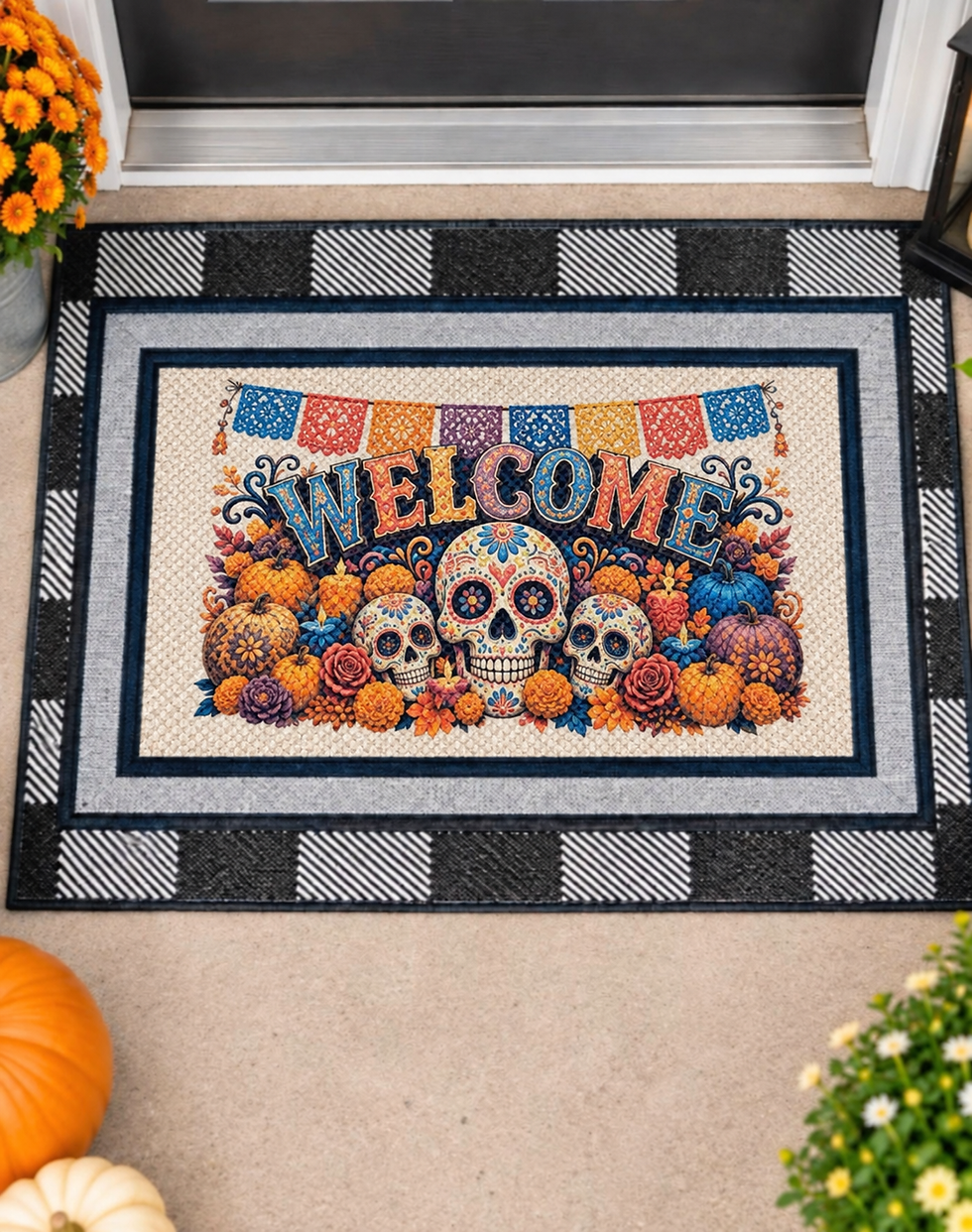 Thumbnail: Personalized Calavera 18 in. x 30 in. Rubber Non-Slip Indoor Outdoor Door Mat Ma