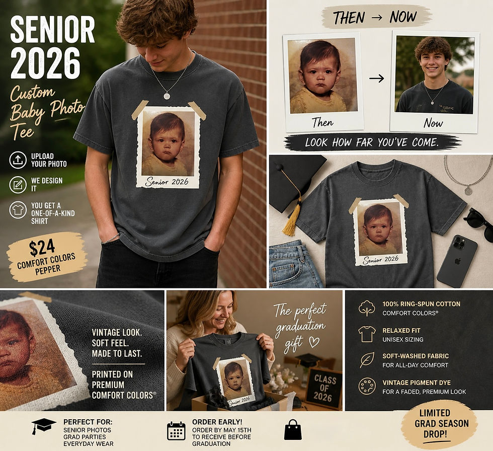 Thumbnail: Senior 2026 Custom Baby Photo Tee