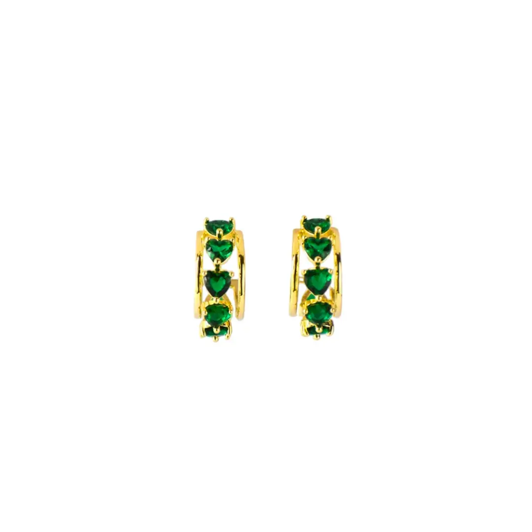 Emerald Heart Hoops 