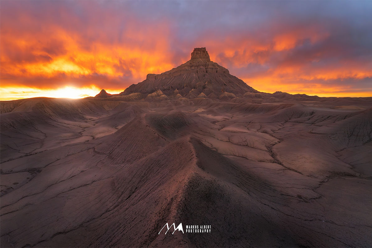 Image of Factory Butte in Utah after a storm  