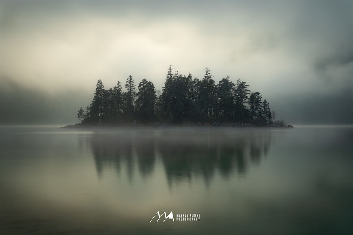 Image of a foggy lake  in Bavaria