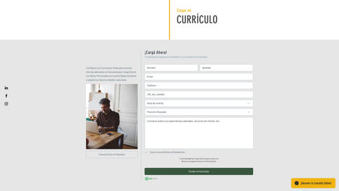 Página de Carga de CV