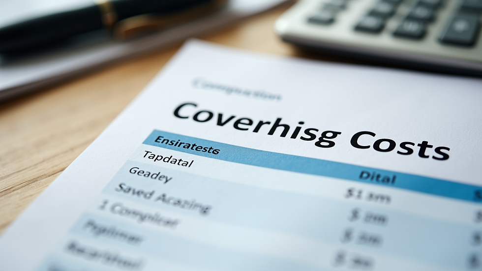 Close-up view of a section of a contractor estimate highlighting overhead costs