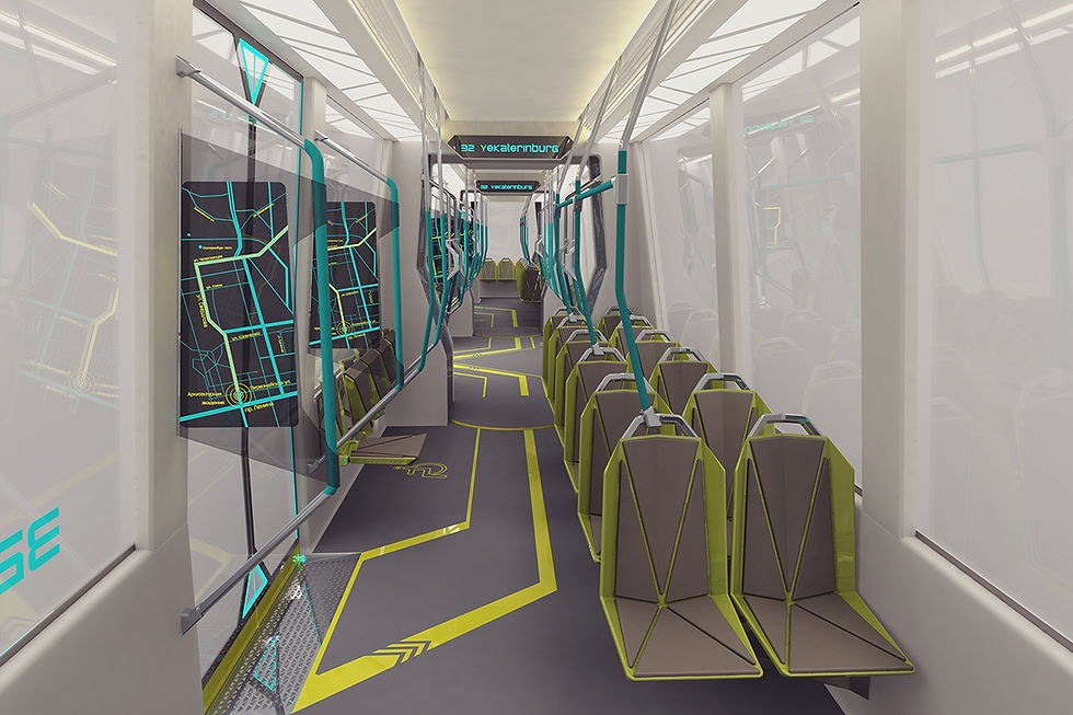 интерьер трамвая